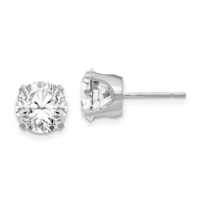 Stud Earrings for Birthday Celebration -14k White Gold 8mm CZ stud earrings