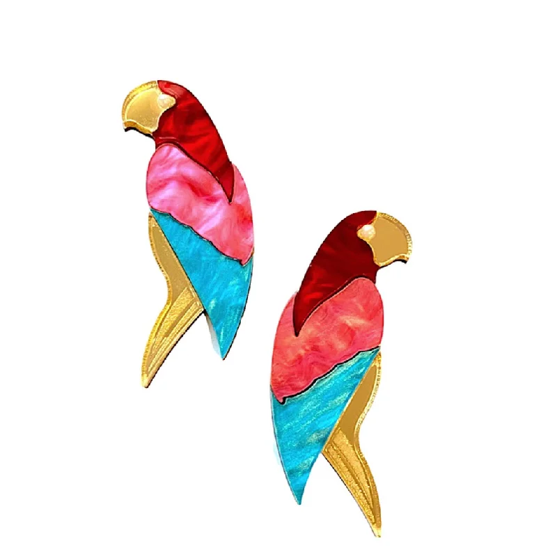 Stud Earrings for Valentine's Day -Polly Parrot Stud Earrings