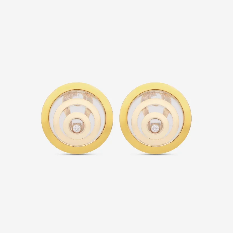 Stud Earrings for Evening Gown -Chopard Happy Spirit 18K Yellow Gold Diamond Stud Earrings 845418-0001