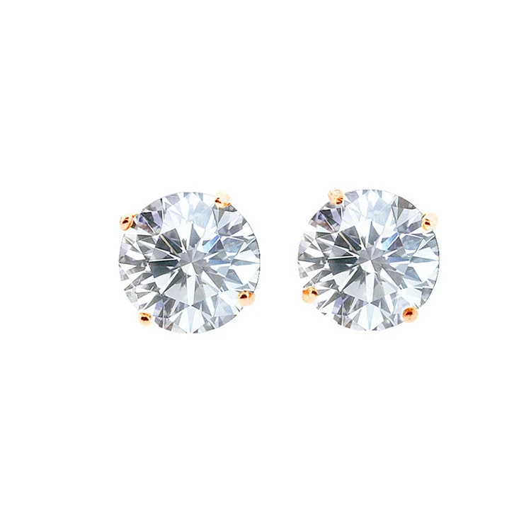 Geometric Stud Earrings for Trend -1ct - 14K Rose Gold CZ Stud Earrings