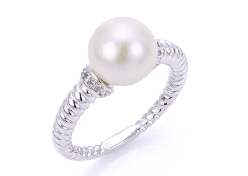 Rings with raw jade for natural calm -Sterling Silver Freshwater Pearl Twisted Ring