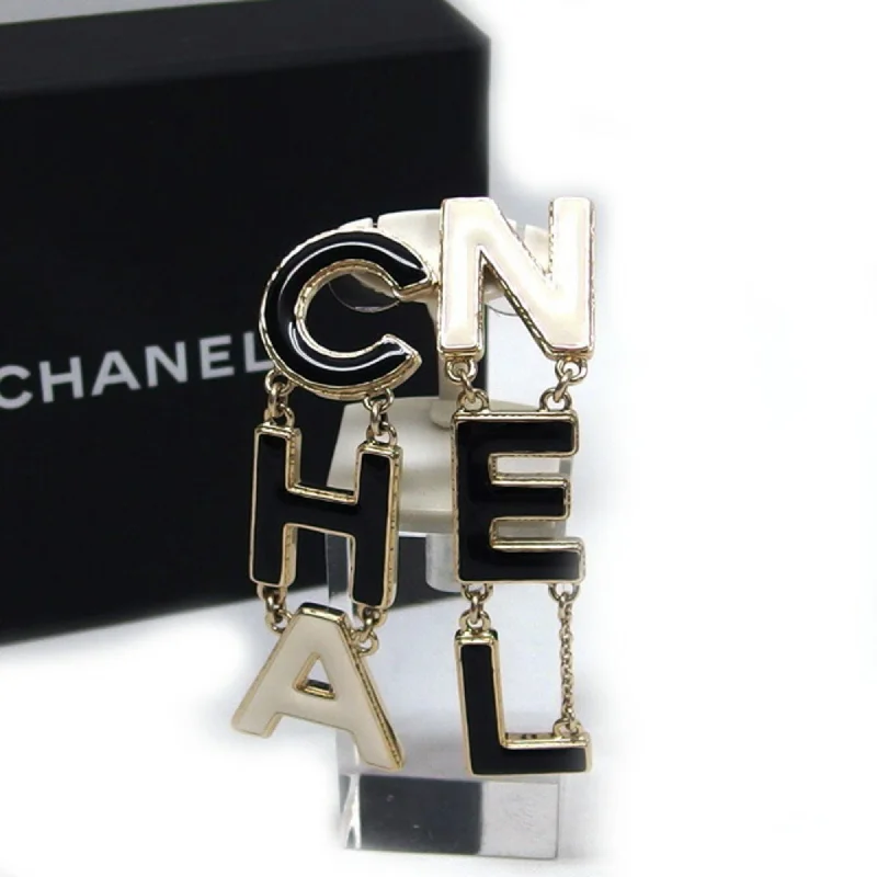 Waterproof Stud Earrings for Outdoor -Chanel  Champagne   Enamel Metal Stud Earrings (Pre-Owned)