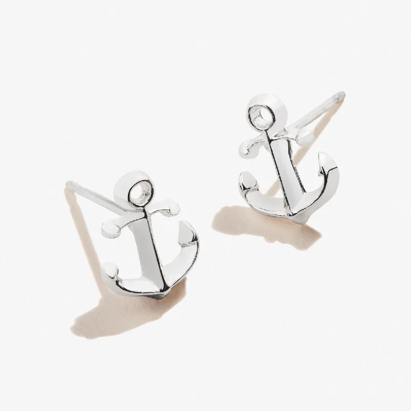 Stud Earrings with Enamel -Anchor Stud Earrings