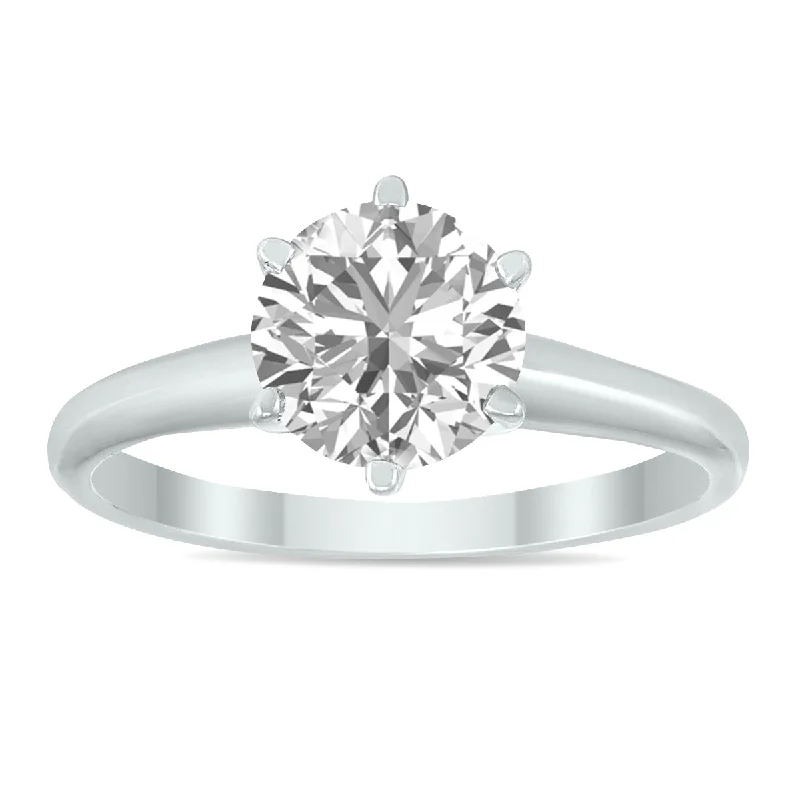 Minimalist rings with tiny diamond dot accents -Igi Certified Lab Grown 1 1/10 Carat Diamond Solitaire Ring In 14K White Gold J Color, Si2 Clarity