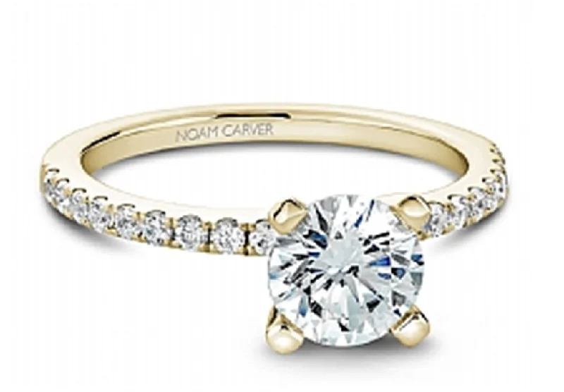 Minimalist rings with tiny diamond dot accents -14K Yellow Gold 0.25ctw Diamond Classic Engagement Ring Mounting