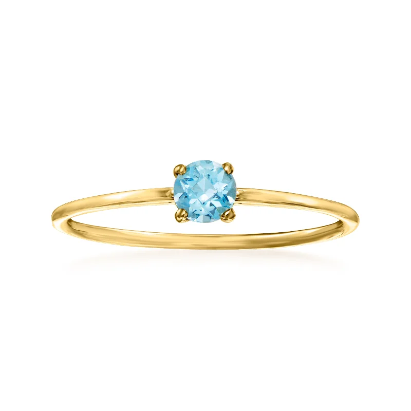 Rings with carved turquoise for artistic flair -RS Pure by Ross-Simons Swiss Blue Topaz Ring in 14kt Yellow Gold