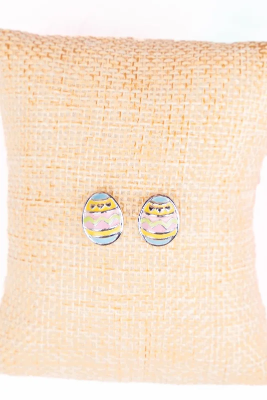 Stud Earrings with Embossed Patterns -Easter Egg Pastel Stud Earrings