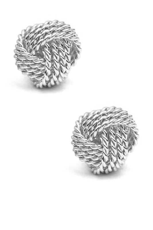 Silver Stud Earrings for Men -Women's Fashion Loveknot Stud Earrings - Silver