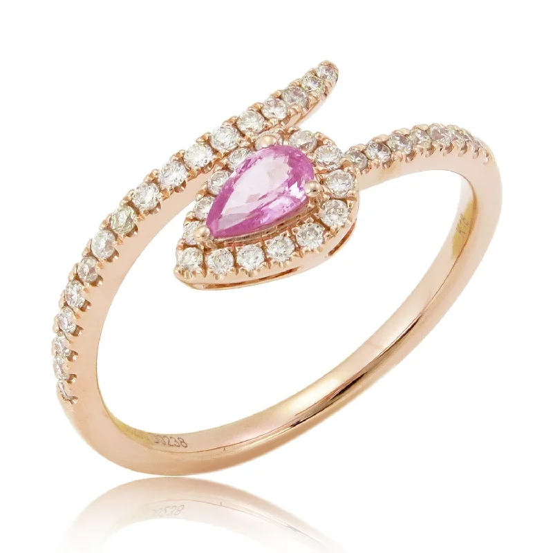 Rings with herkimer diamonds for raw clarity -Joelle Collection Pink Sapphire & Diamond Ring 18K Rose Gold