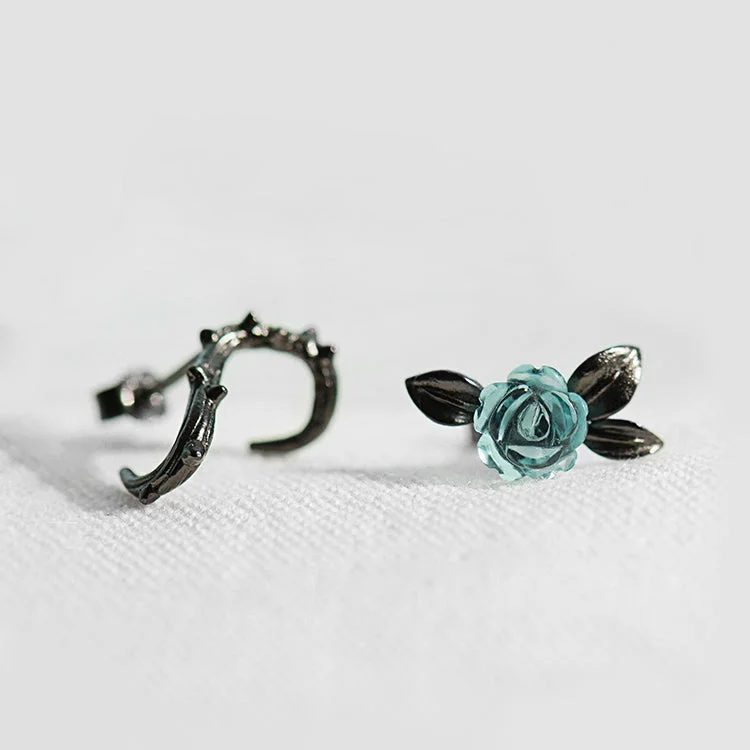 Crystal Stud Earrings for Sparkle -Cute Ladies Sterling Silver Rose Stud Earrings For Women