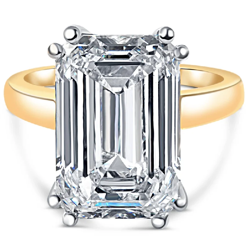 Vintage rings with engraved floral band designs -Certified 11.78CT Emerald Cut Diamond Engagement Ring 14k Gold Lab Grown