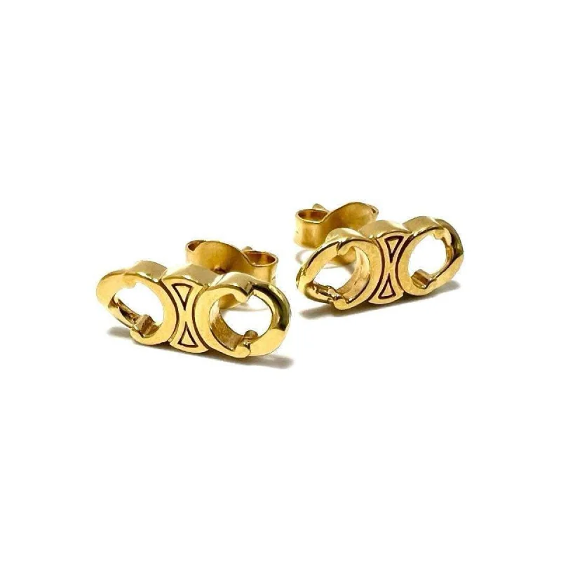 Stud Earrings with Wave Designs -Celine  Metal Stud Earrings (Pre-Owned)