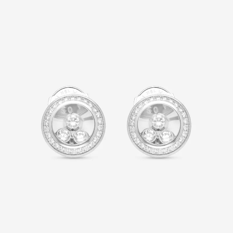 Stud Earrings for Festival Style -Chopard Happy Curves 18K White Gold Diamond Stud Earrings 839562-1002