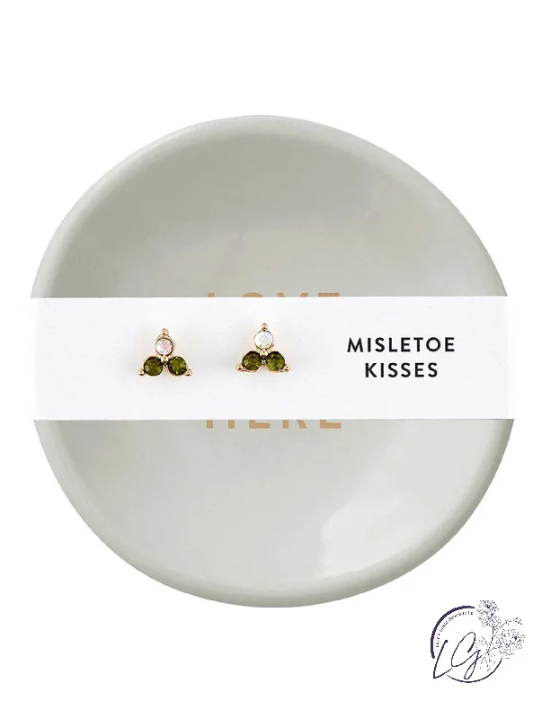 Stud Earrings with Abstract Designs -Holiday Stud Earrings & Trinket Tray Sets - Mistletoe Kiss