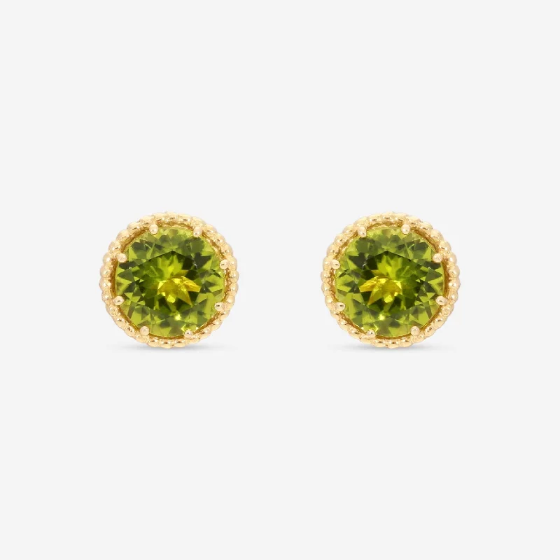 Stud Earrings with Polished Shine -Nanis 18K Yellow Gold Peridot Stud Earrings OA19-560