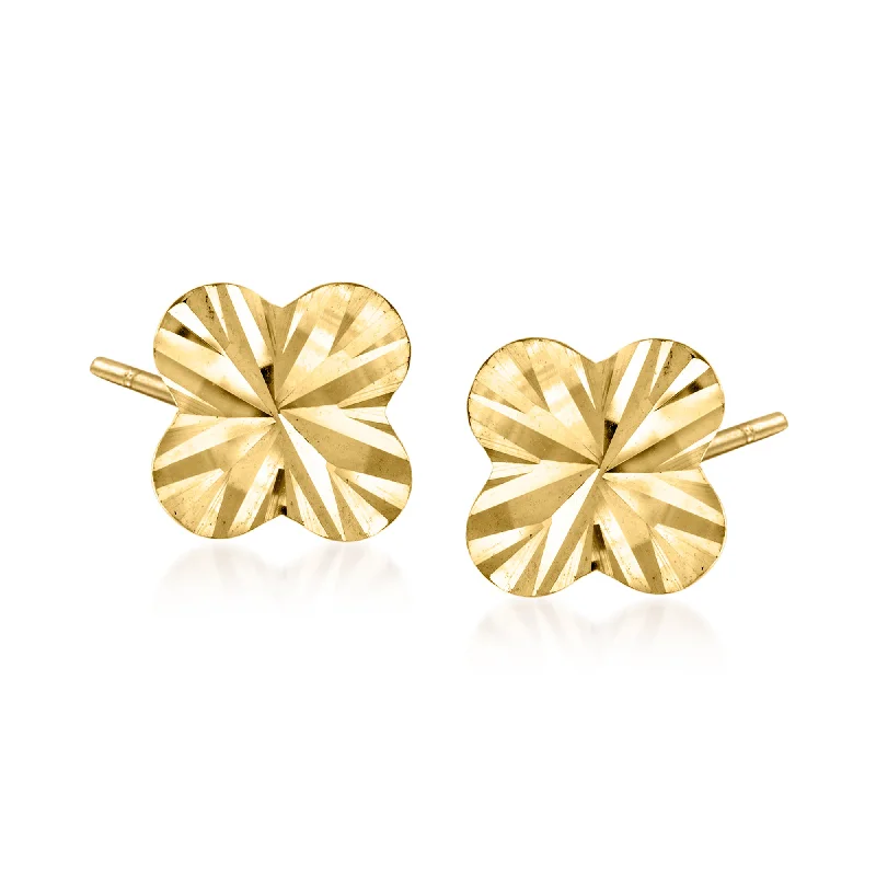 Stud Earrings with Wave Designs -Ross-Simons Italian 14kt Yellow Gold Diamond-Cut Stud Earrings