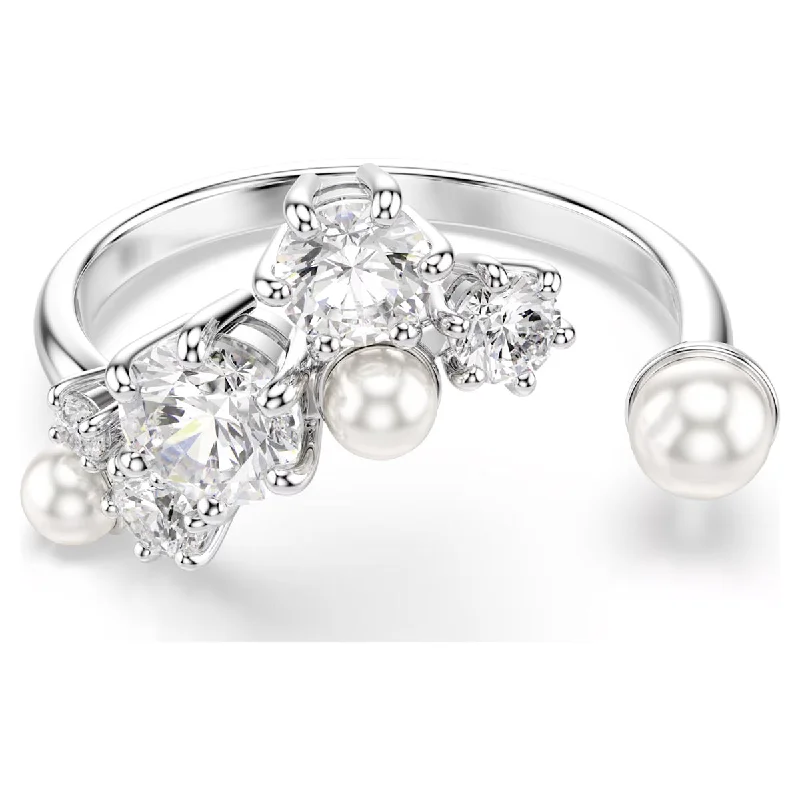 Rings with adjustable bands for perfect fit -Swarovski Constella Crystal Ring with Crystal Pearls