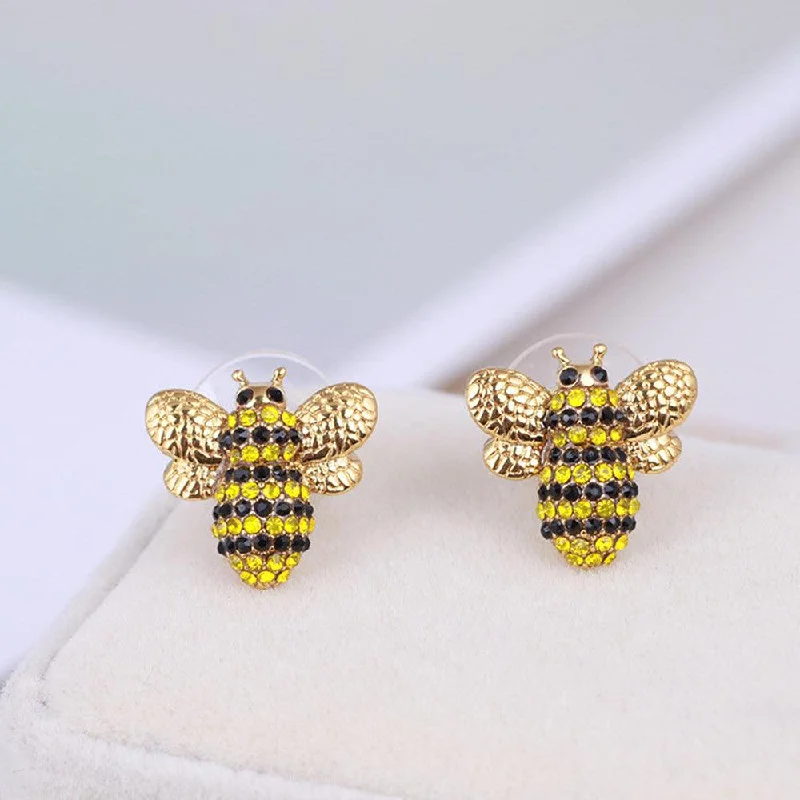 Stud Earrings for Party Look -Jewelry Three-dimensional Diamond Cute Bee Stud Earrings