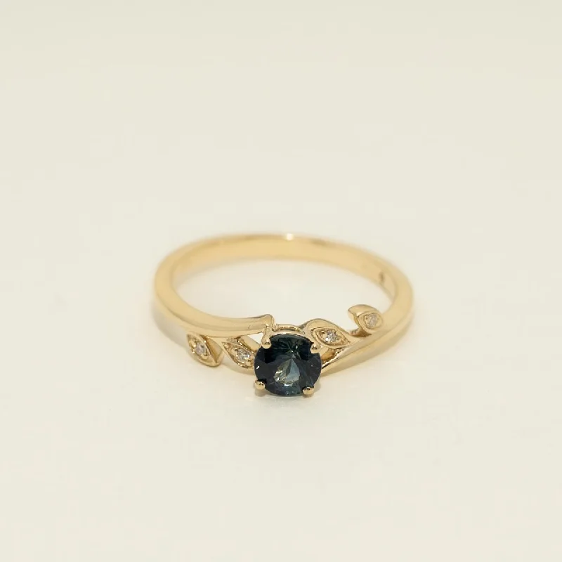 Rings with wave patterns for ocean vibes -Montana Sapphire Ring in 14kt Yellow Gold with Diamonds (.02ct tw)