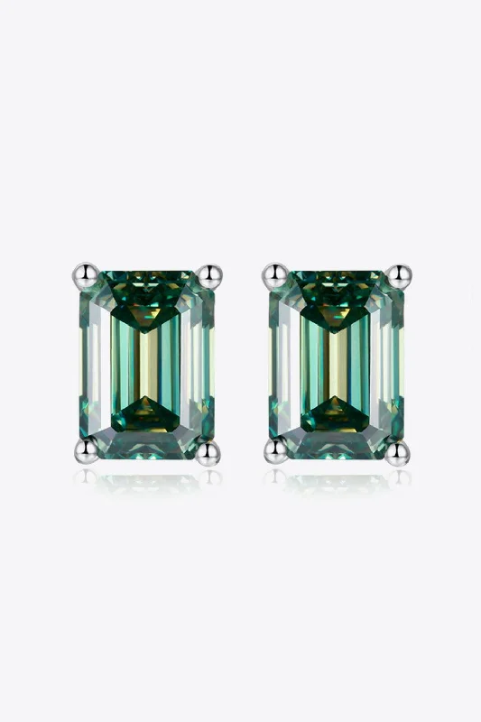 Indian Stud Earrings with Intricacy -2 Carat Moissanite Stud Earrings in Green