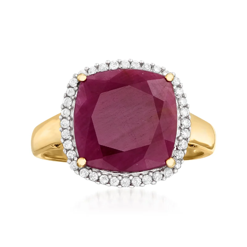 Rings with matte gold for subtle luxury -Ross-Simons Ruby and . Diamond Ring in 14kt Yellow Gold