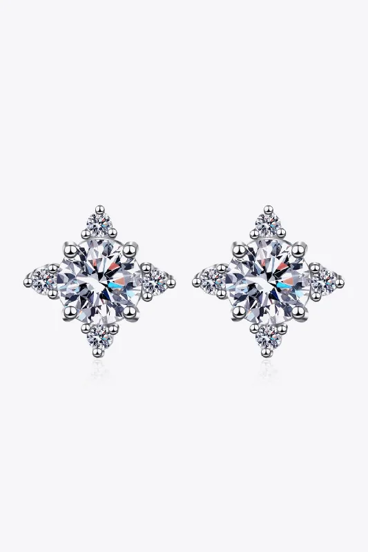 Hippie Stud Earrings with Beads -Four Leaf Clover 2 Carat Moissanite Stud Earrings