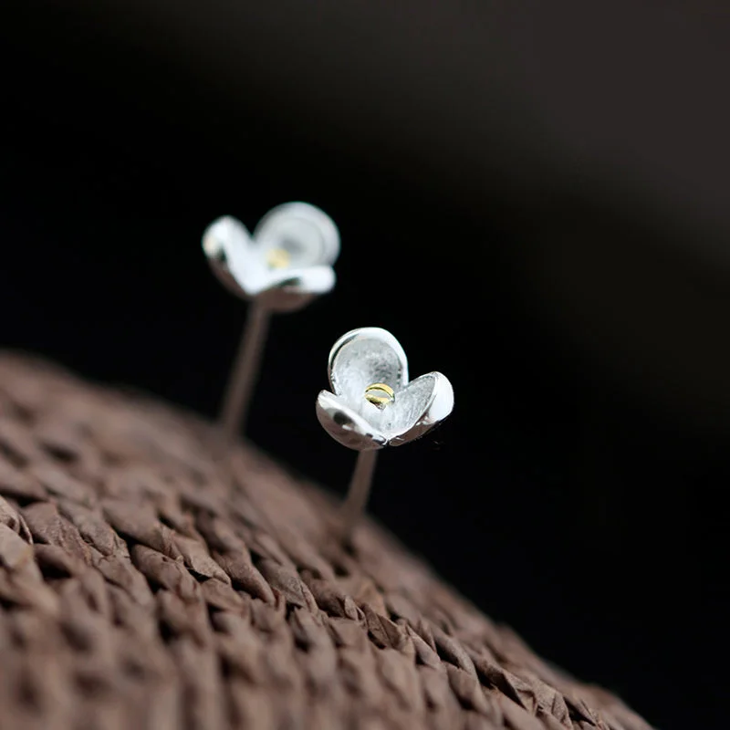 Large Stud Earrings for Statement -Ladies Flower Stud Earrings Small Silver Stud Earrings For Women