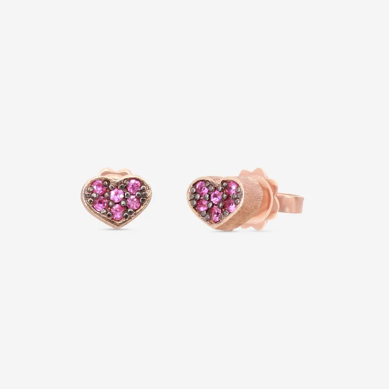 Stud Earrings for Travel Look -Nanis Q-Ori 18K Rose Gold Pink Sapphire Stud Earrings OS9-506