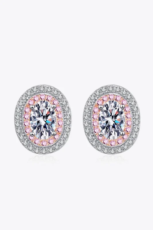 Double Stud Earrings for Impact -Platinum-Plated Moissanite Stud Earrings