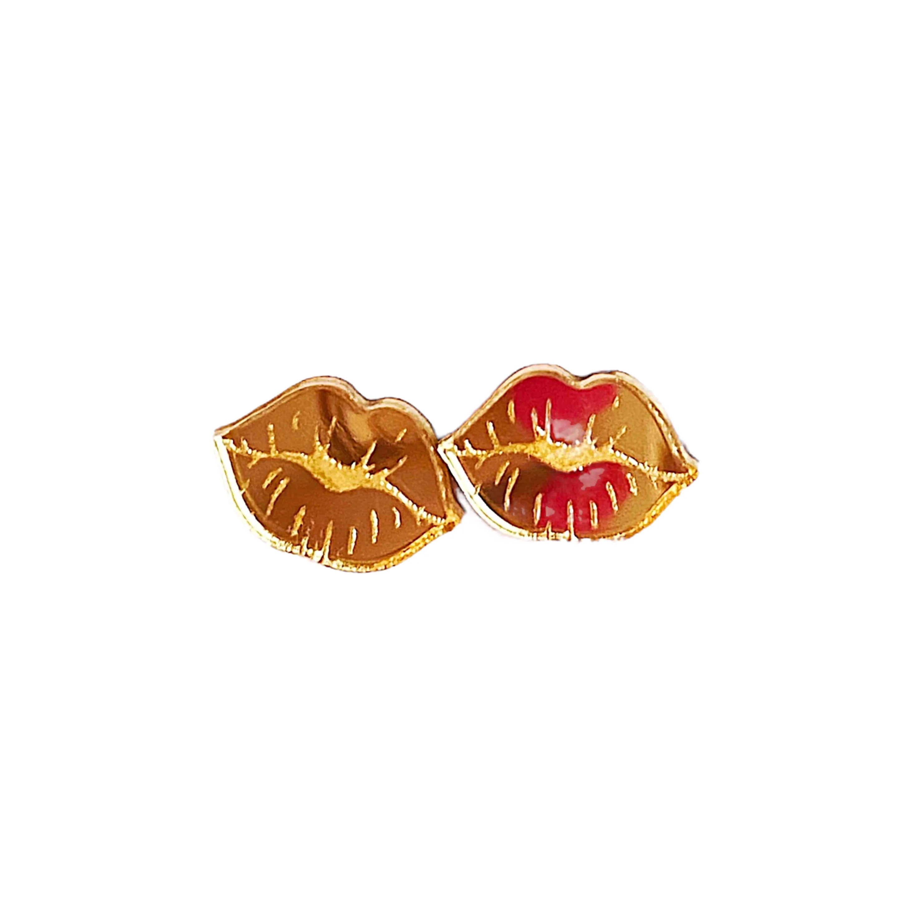 Stud Earrings for Wedding Ceremony -Golden Lips Stud Earrings