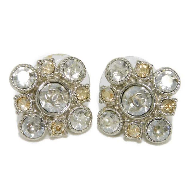 Stud Earrings for Engagement Party -Chanel Clear   Metal Rhinestone Stud Earrings (Pre-Owned)