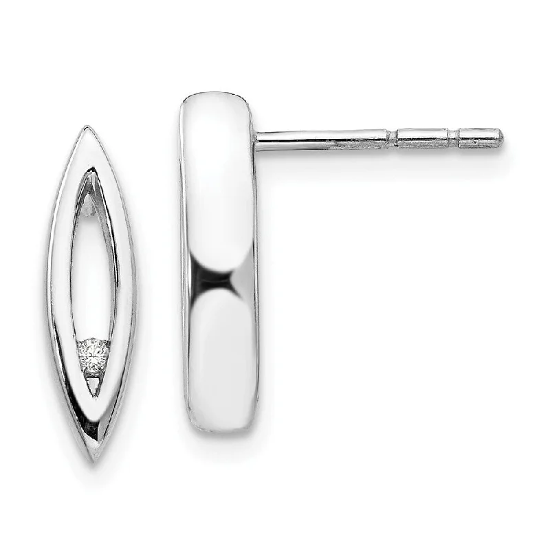 Stud Earrings with Enamel -925 Sterling Silver Diamond Stud Earrings (L-15 mm, W-4 mm)