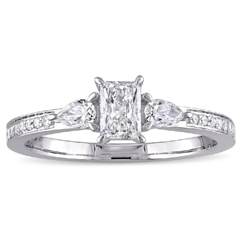 Rings with vine-wrapped bands for nature -Miadora 14k White Gold 5/8ct TDW Multi-Cut Diamond Engagement Ring