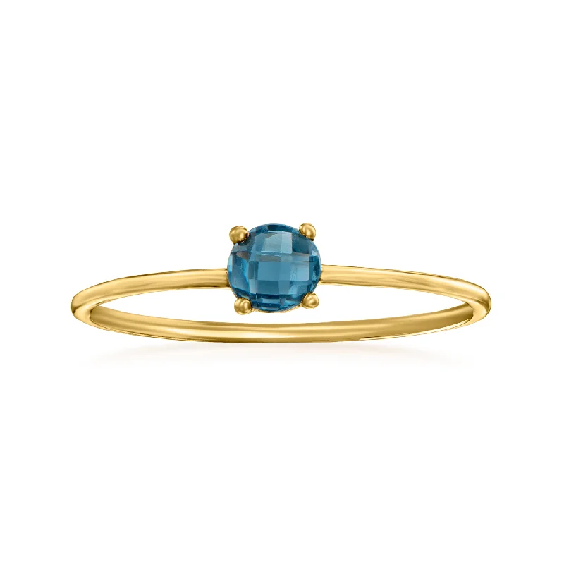 Rings with vintage-inspired rose-cut diamonds -RS Pure by Ross-Simons London Blue Topaz Ring in 14kt Yellow Gold