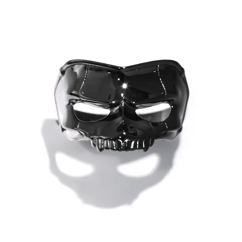 Rings with pave ruby for dazzling sparkle -Skull Mask Ring