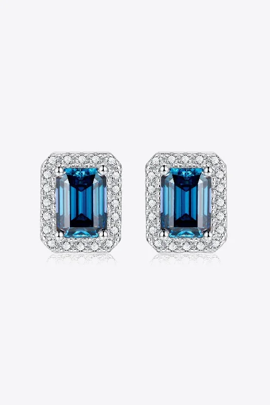 Heart Shaped Stud Earrings for Love -2 Carat Moissanite Stud Earrings in Indigo