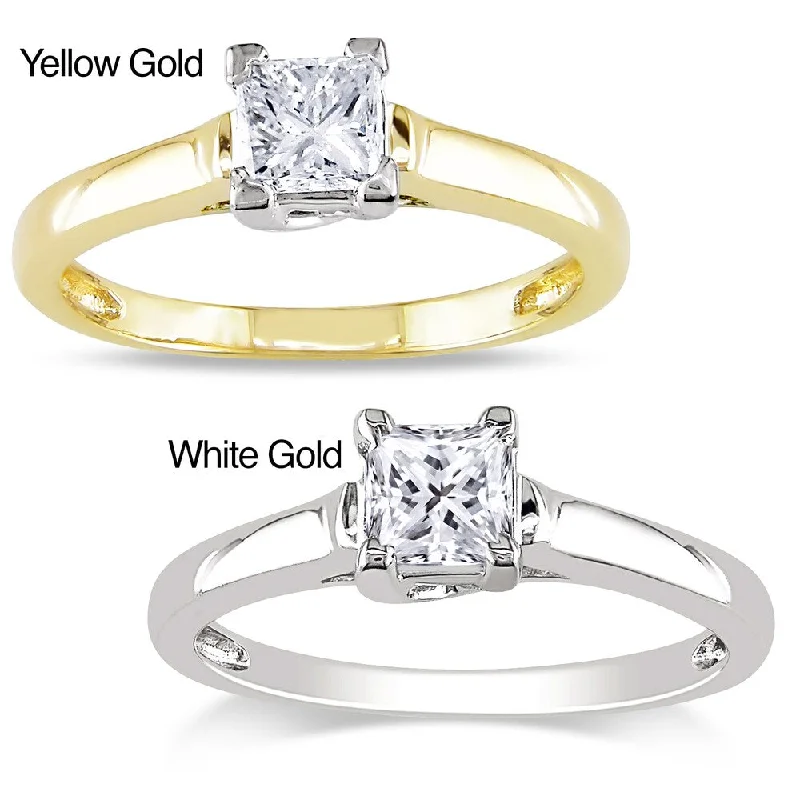 Rings with matte gold for subtle luxury -Miadora Signature Collection 14k Gold 1/2ct TDW Certified Diamond Solitaire Ring