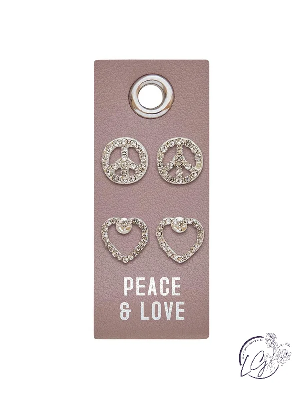 Stud Earrings for Anniversary -Silver Stud Earrings - Peace & Love