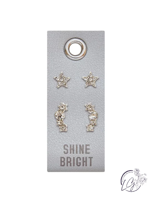 Stud Earrings for Evening Gown -Silver Stud Earrings - Shine Bright