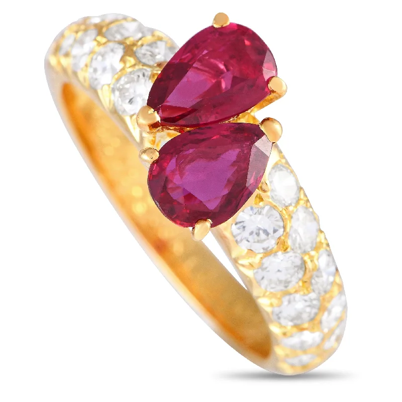 Rings with polished tourmaline for vibrant shine -Van Cleef & Arpels 18K Yellow Gold 0.65ct Diamond and Ruby Ring VC21-093024