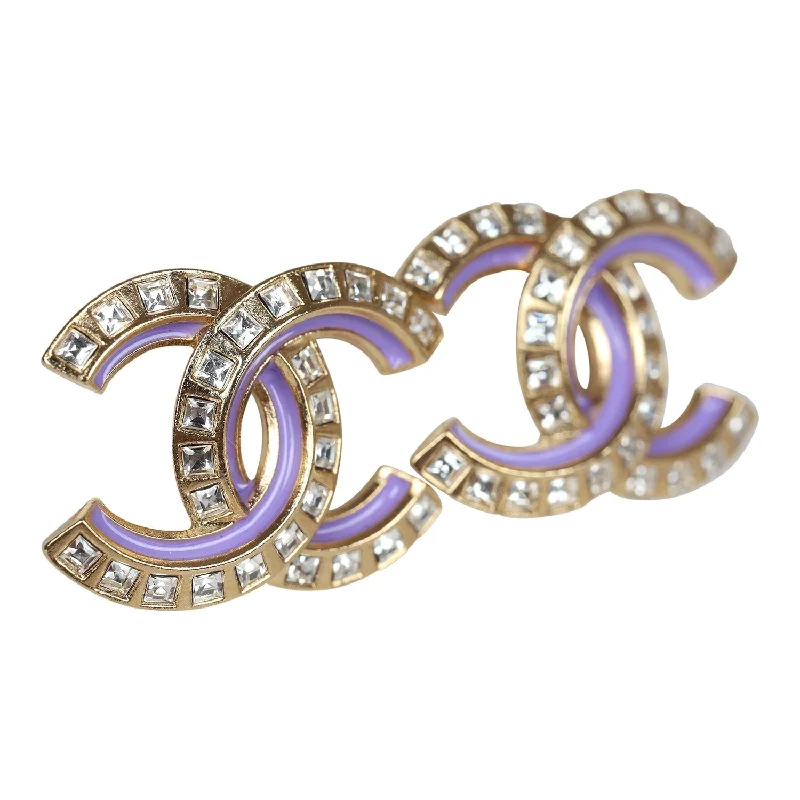 Oval Stud Earrings for Grace -Chanel Gold and Crystal CC Stud Earrings