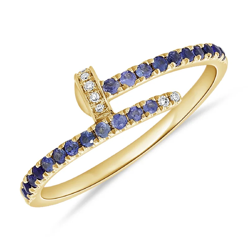 Rings with blue quartz for cool tones -Sapphire & Diamond Nail Ring