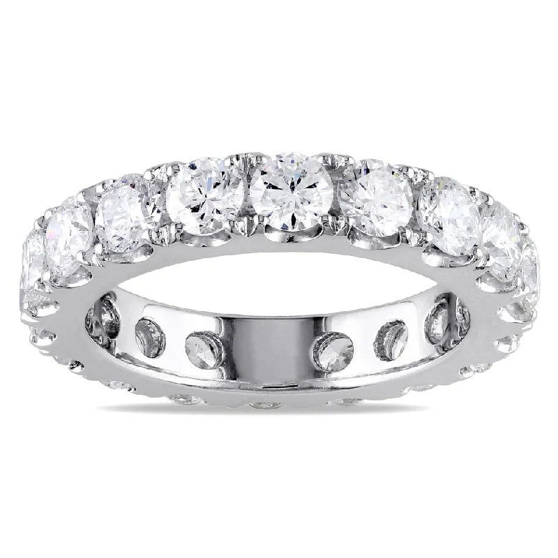 Rings with herkimer diamonds for raw clarity -Miadora Signature Collection 14k White Gold 3ct TDW Diamond Eternity Ring