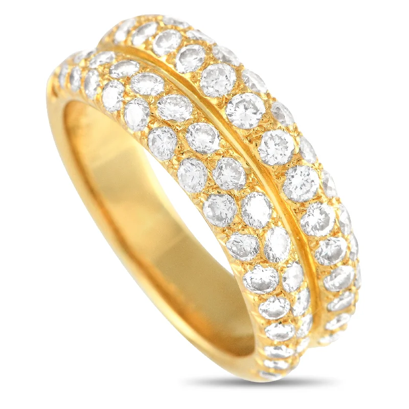 Rings with blue quartz for cool tones -Van Cleef & Arpels Vintage 18K Yellow Gold 1.29ct Diamond Half Eternity Ring VC04-112724