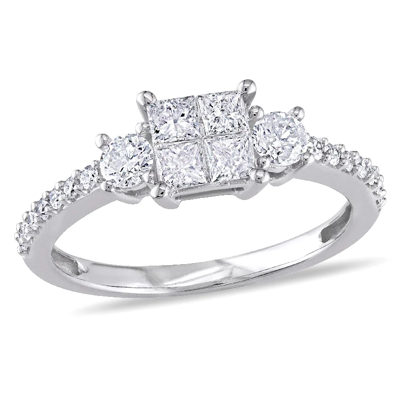 Rings with delicate filigree sapphire settings -Miadora 10k White Gold 3/4ct TDW Diamond Engagement Ring