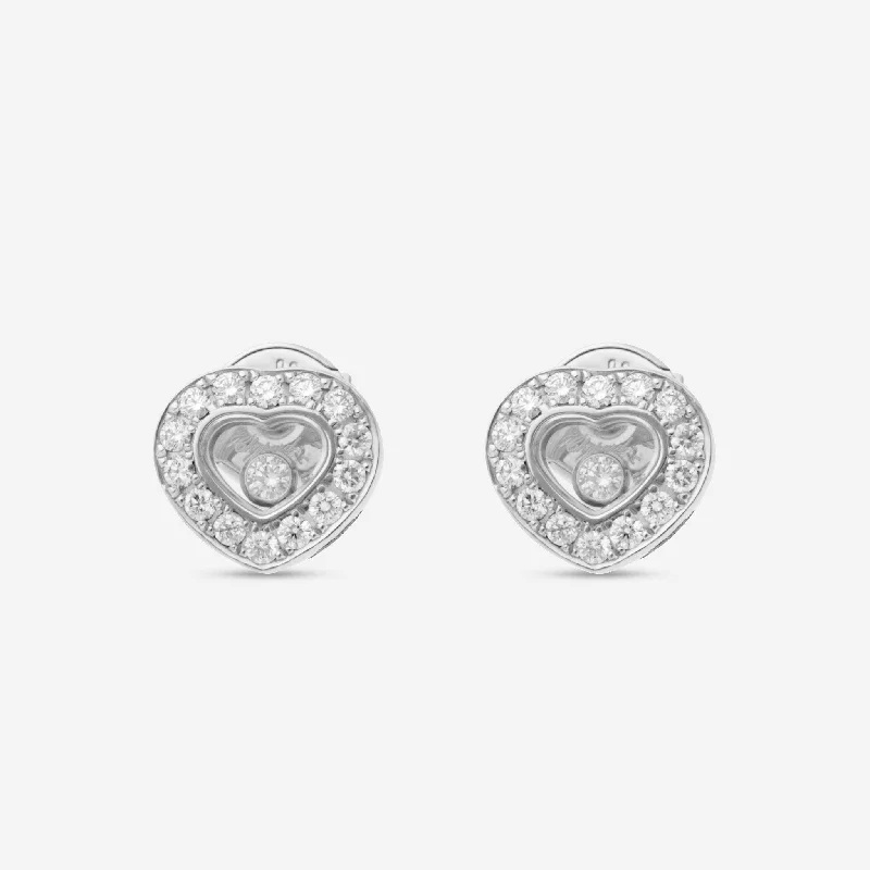 Stud Earrings for Formal Attire -Chopard Happy Diamonds Icons 18K White Gold Diamond Stud Earrings 831084-1001