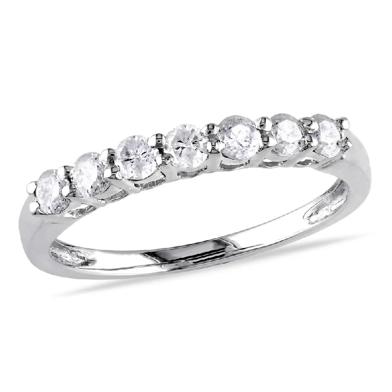 Rings with adjustable bands for perfect fit -Miadora 10k White Gold 1/2ct TW Diamond Anniversary Ring