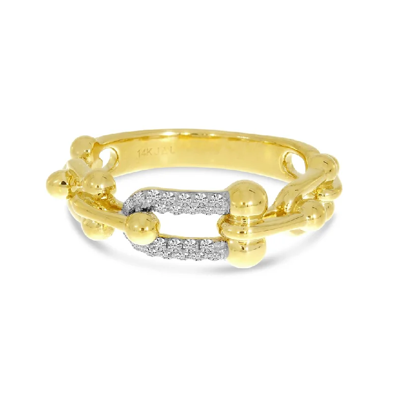 Rings with gothic-inspired skull motif details -14K Yellow Gold 0.13ctw Diamond U Link Ring