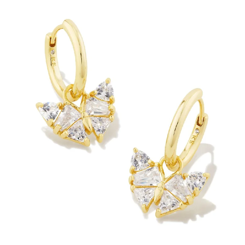 Simple rings with polished black onyx shine -Kendra Scott Blaire Butterfly Earring Gold White Crystal