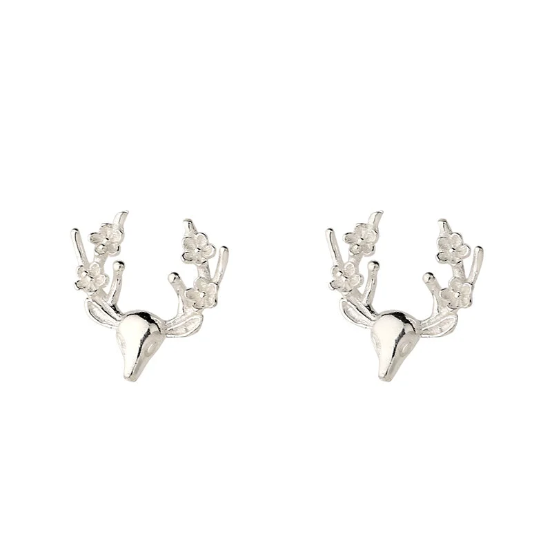 Stud Earrings for Gym Workout -Sterling Silver Fawn Stud Earrings Handmade Jewelry Gifts Women